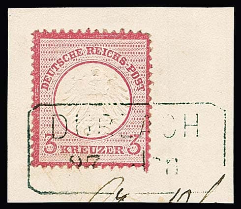 Los 49 - "Durlach", guter nachverw. Billet-Ra2 auf Kabinettbriefstück 3 Kr. kl. Schild, ferner drei Briefstücke 3 Kr. mit Ra2, K2 und neuem K1, sowie Ra2 auf Silvester-Drucksache mit 1 Kr. kl. Schild (Fotoexp. Sommer)
