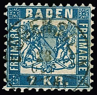 Los 50 - "Eggenstein", zentrischer K1 (später Postort) auf 7 Kr. blau
