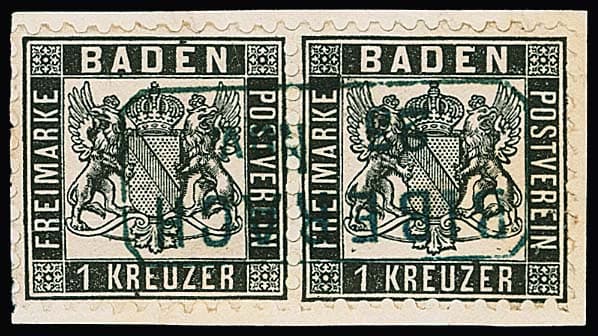 Los 42 - "Biberach", blauer Billet-Ra2 voll auf Kabinettbriefstück mit Paar 1 Kr. schwarz