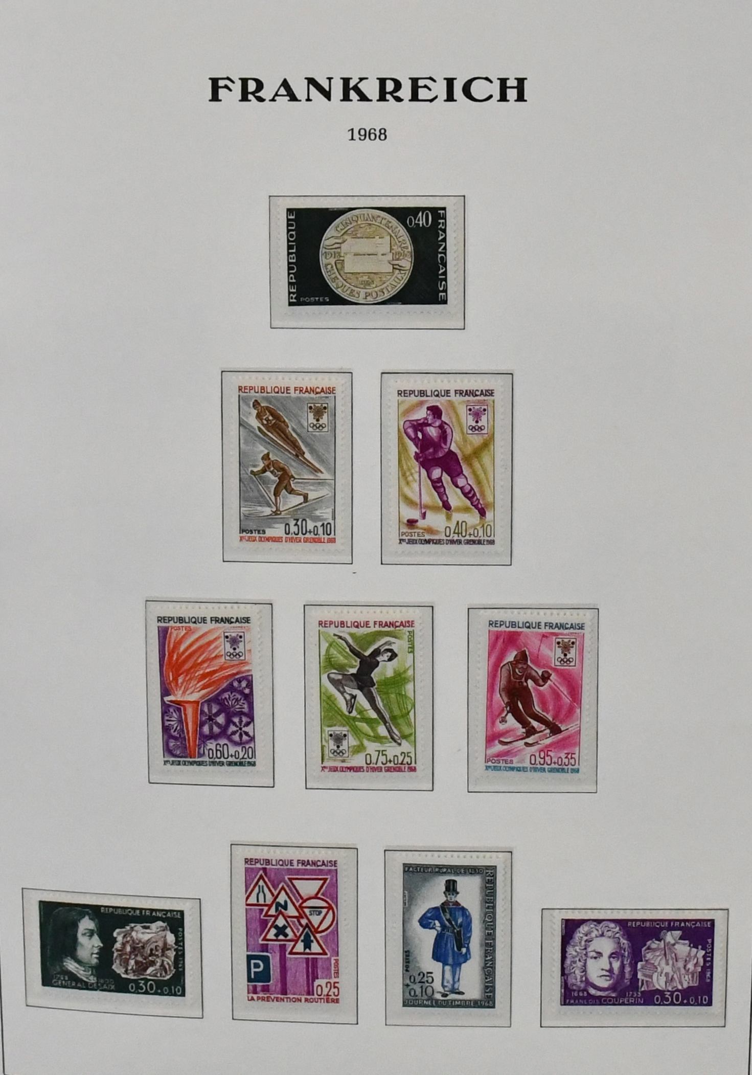 France, 1968/1986, complete mint collection, additionally with some stamp booklets, in as-new pre-printed album. The valid face value included is already...