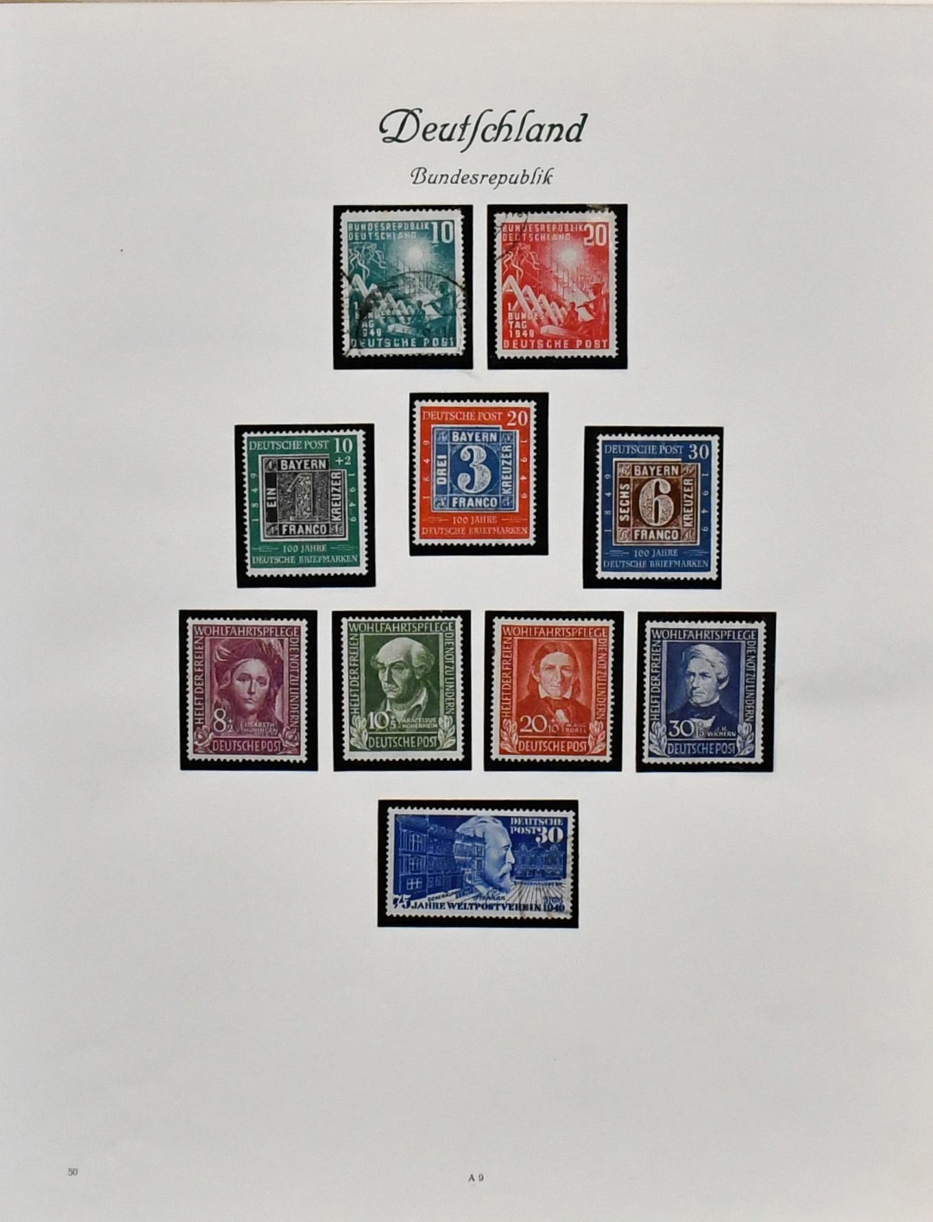 Germany, 1949/1986, complete collection from cancelled no. 111/12 in the main numbers, including no. 113/15, 117/20 and 143/46 mint, otherwise all cancelled, incl. no. 121/22, 139/42, Heuss lumo (no. 179-260y) on large piece, etc.