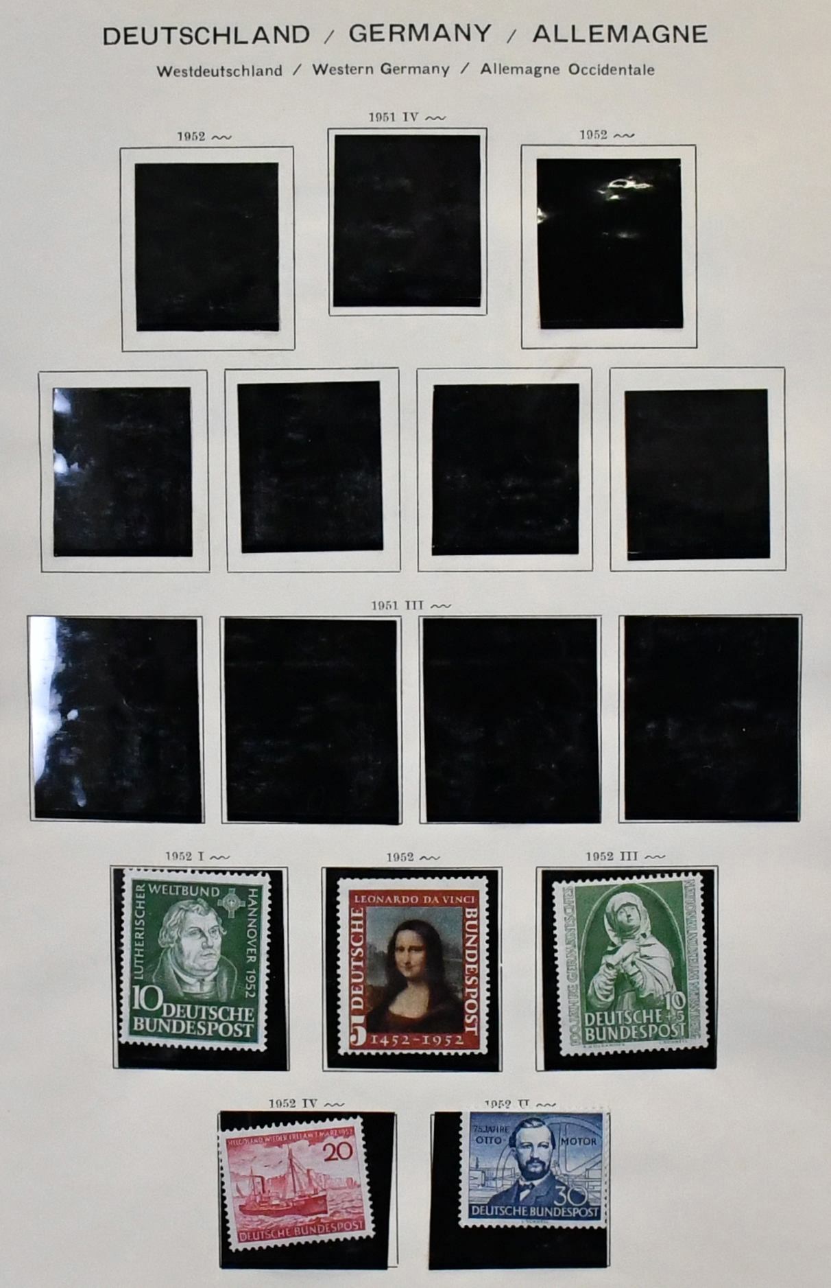 Bund, 1949/1985, collection with no. 116 and 139/40 used, the years 1952/1985 mint never hinged, with all Wohlfahrt and Heuss sets incl. lumogen and lying watermark etc., in thick Schaubek preprinted album. Mi. 3000,-