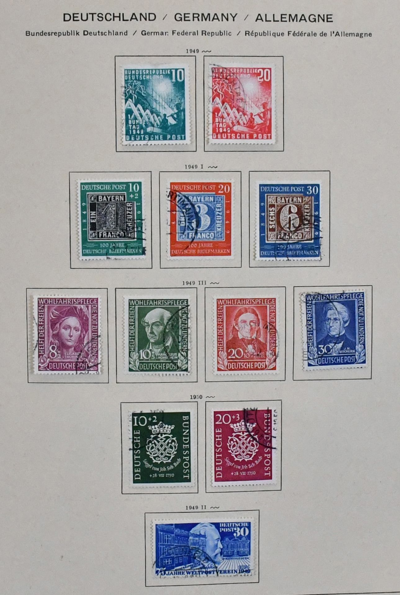 ФРГ, 1949/2007, чисто гашёная, с № 111/46 полная коллекция, дополнительно с Heuss люмоген и лежачим водяным знаком, блоки дополнительно часто с отдельными марками из них и т.д., в двух толстых альбомах Schaubek. Mi. около 6000,-