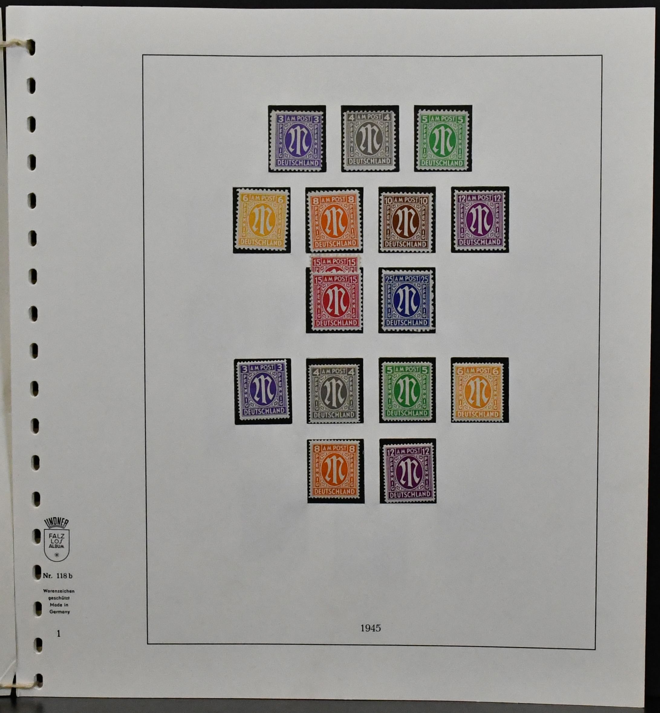 Bizone, 1945/49, postfrisse verzameling vanaf nr. 1/51I/II, zonder nr. 49I, compl., met nr. 93wg (Mi. 100,-), 101/10 enz., op Lindner voorbedrukte bladen. Plus Bl. 1 onberispelijk gest. (gekeurd Schlegel BPP, Mi. 250,-)