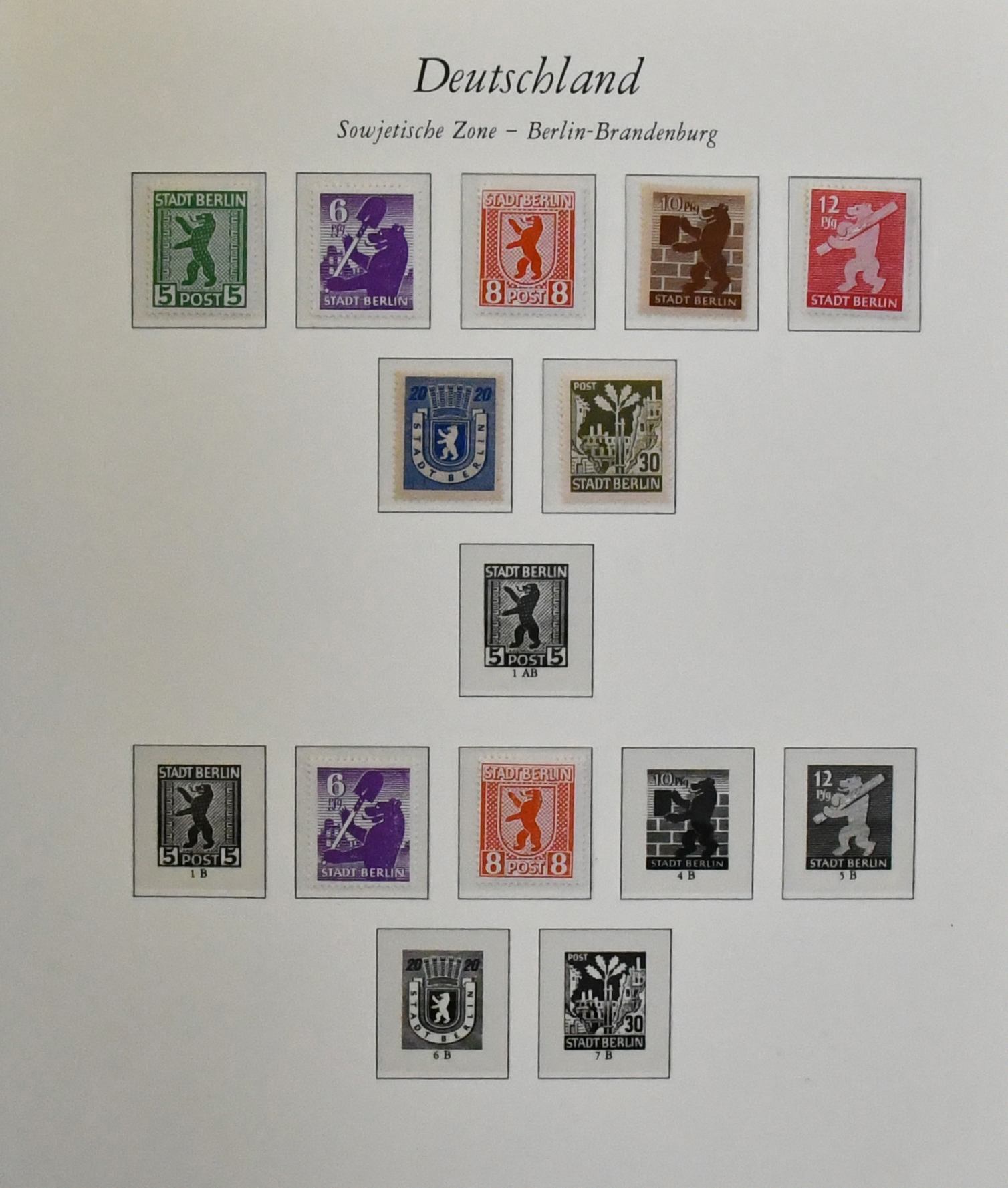 SBZ, převážně MNH sbírka v albu Borek, včetně nějakého Meklenburska, Westsachsen poštovní známky, obecné vydání s několika ručními razítky, strojové přetisky, Köpfe I,...