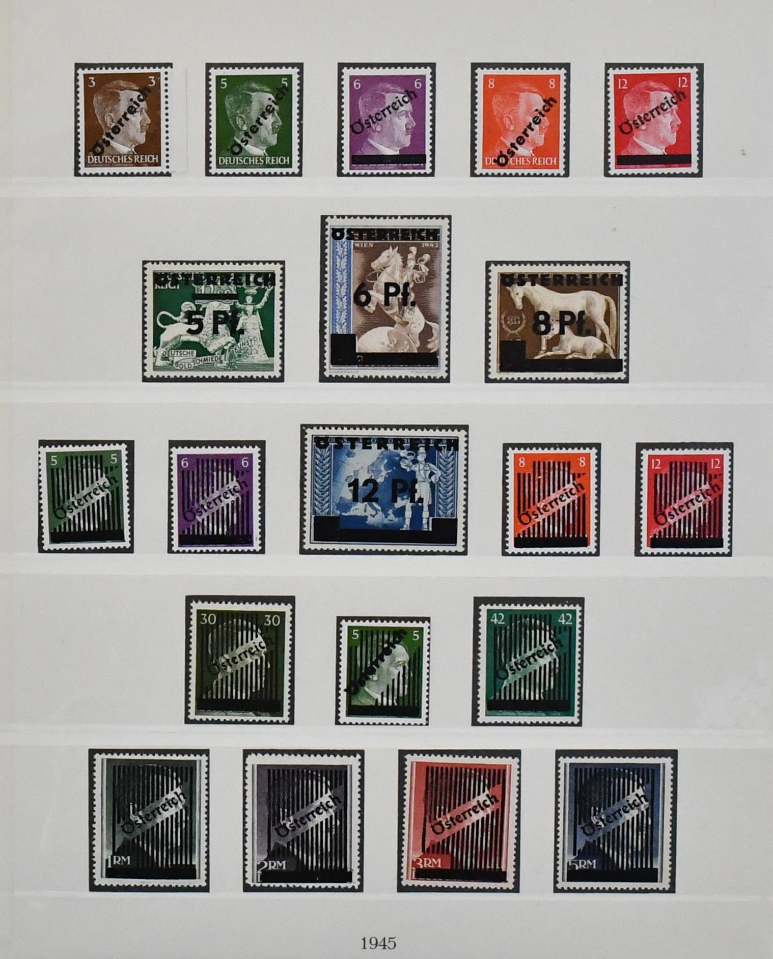 Austria, 1945-1972, czysty zbiór na przedrukach Lindner-T, prawie kompletny.