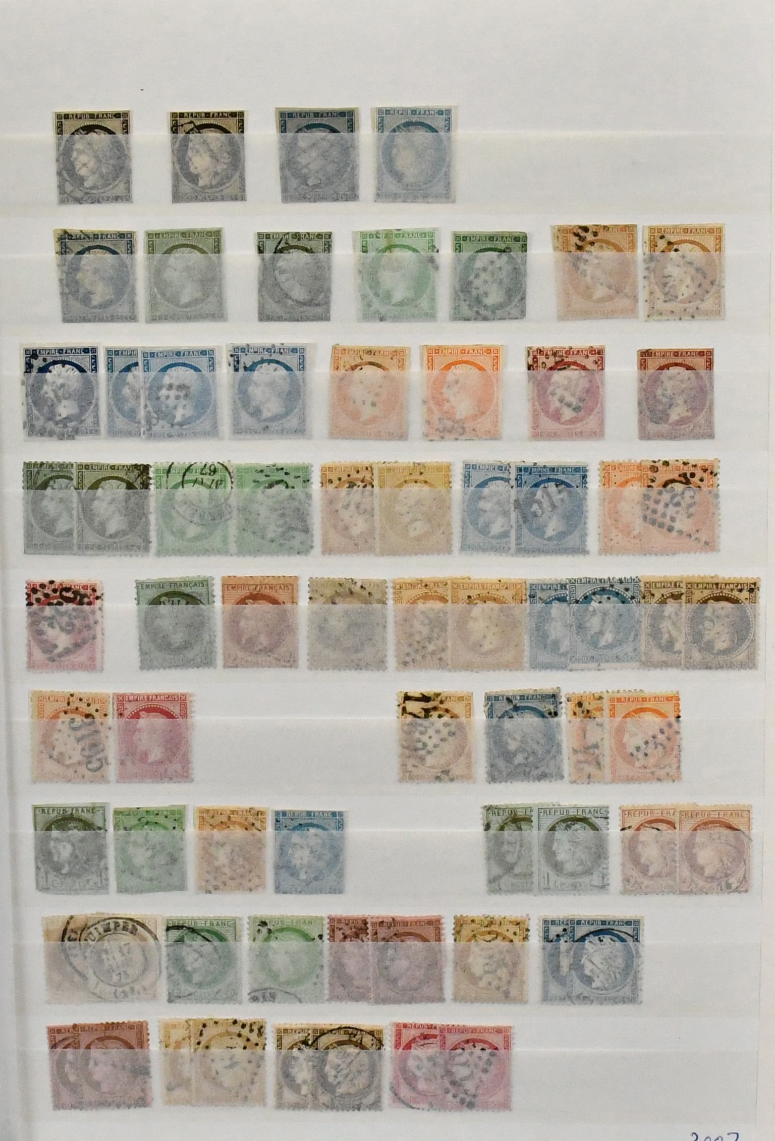 France, 1849/2000, collection of approx. 2600 mostly used values, some multiple, starting with about 70 Ceres and Napoleon values, in thick album. Incl.…