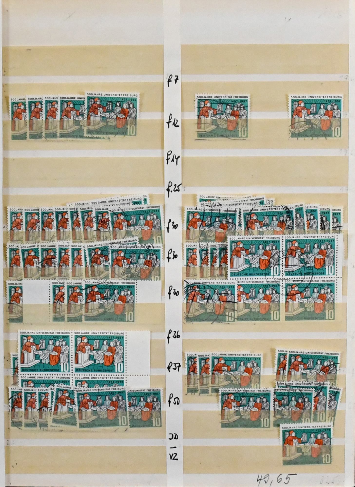 Germany, plate flaw no. 256, study of 170 cancelled stamps with catalogued plate flaws and exact field determination as well as uncatalogued flaws