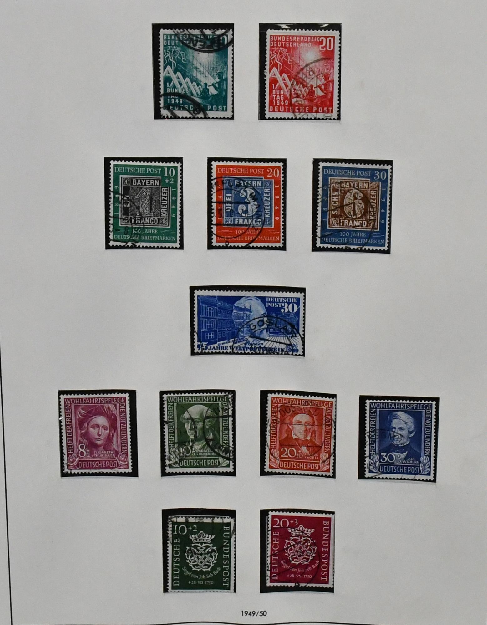 Germany, 1949-1989, complete collection in three SAFE pre-printed albums, initially cancelled, from 1956 mint, including all key items such as no. 111-12, 113-15, 116, 117-19, etc.