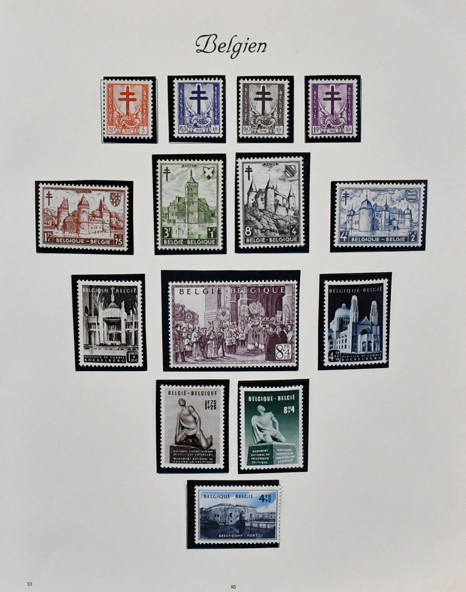 Бельгия, 1951-1980, коллекция в состоянии ungebr./postfr. в двух томах, вероятно полная, вначале негашёная, с № 906/908, 909/13, туберкулёз с № 914/21, базилика с блоком…