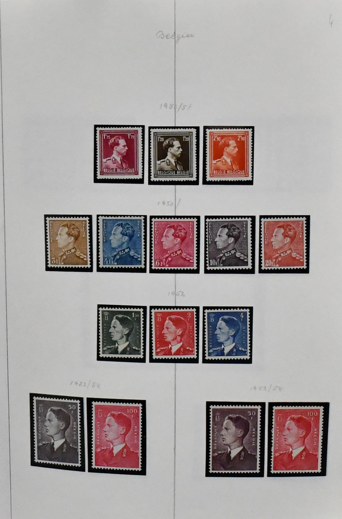 Бельгия, 1948-1982, обширная коллекция в состоянии postfr. в толстой самодельной тетради, вначале небольшие пропуски, с 1952 практически полная (кроме четырёх блоков), с выпусками Fürsten, блок EM 1950 вместе с двумя частными оттисками, туберкулёз, писатели 1952 с различными декоративными полями, Красный Крест, № 895-1000, блок Антарктиды, служебные и т.д. Mi. 3000,-